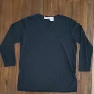 Vintage Delores Bell Black V-Neck Tunic - Small